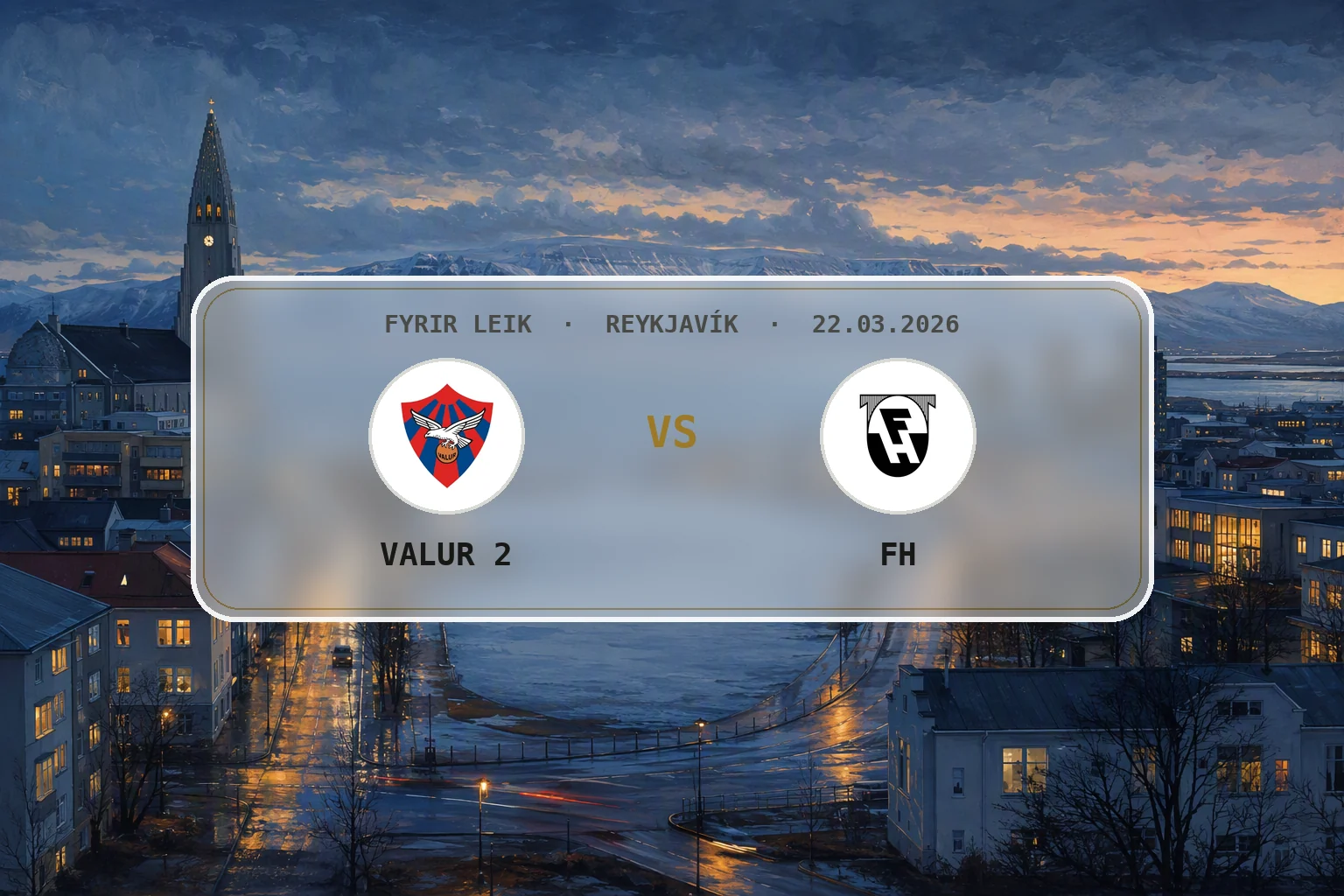 Kvöldsýn yfir Reykjavík fyrir leik FH og Vals 2 í handbolta