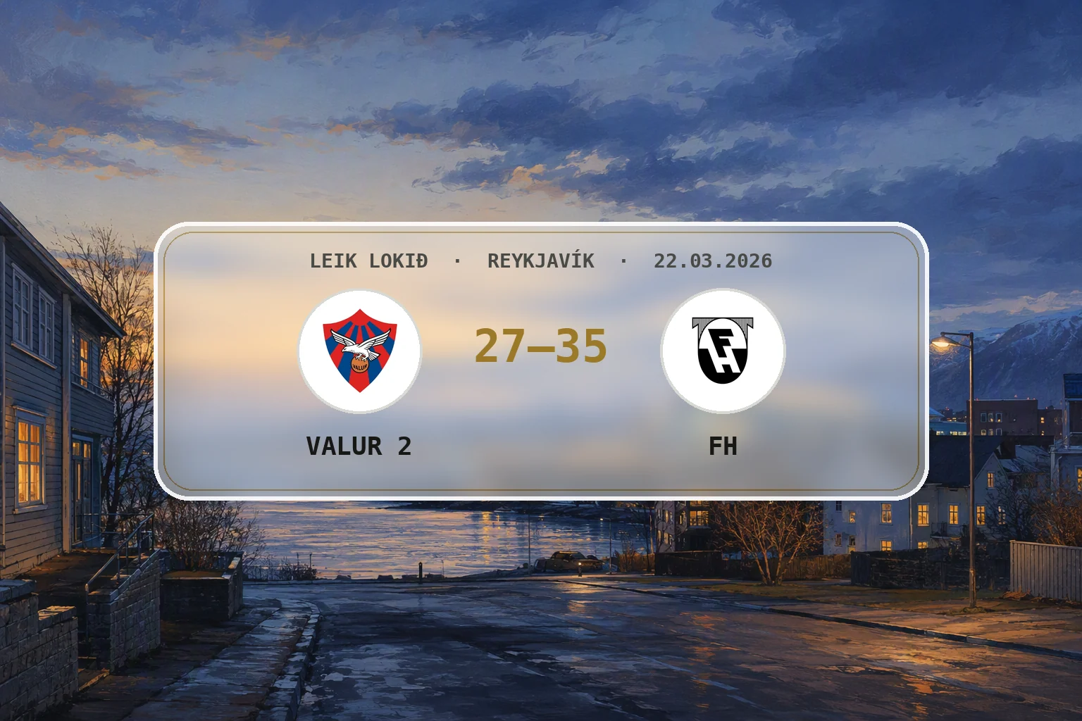 Hlý kvöldbirta yfir Reykjavík eftir sigur FH.