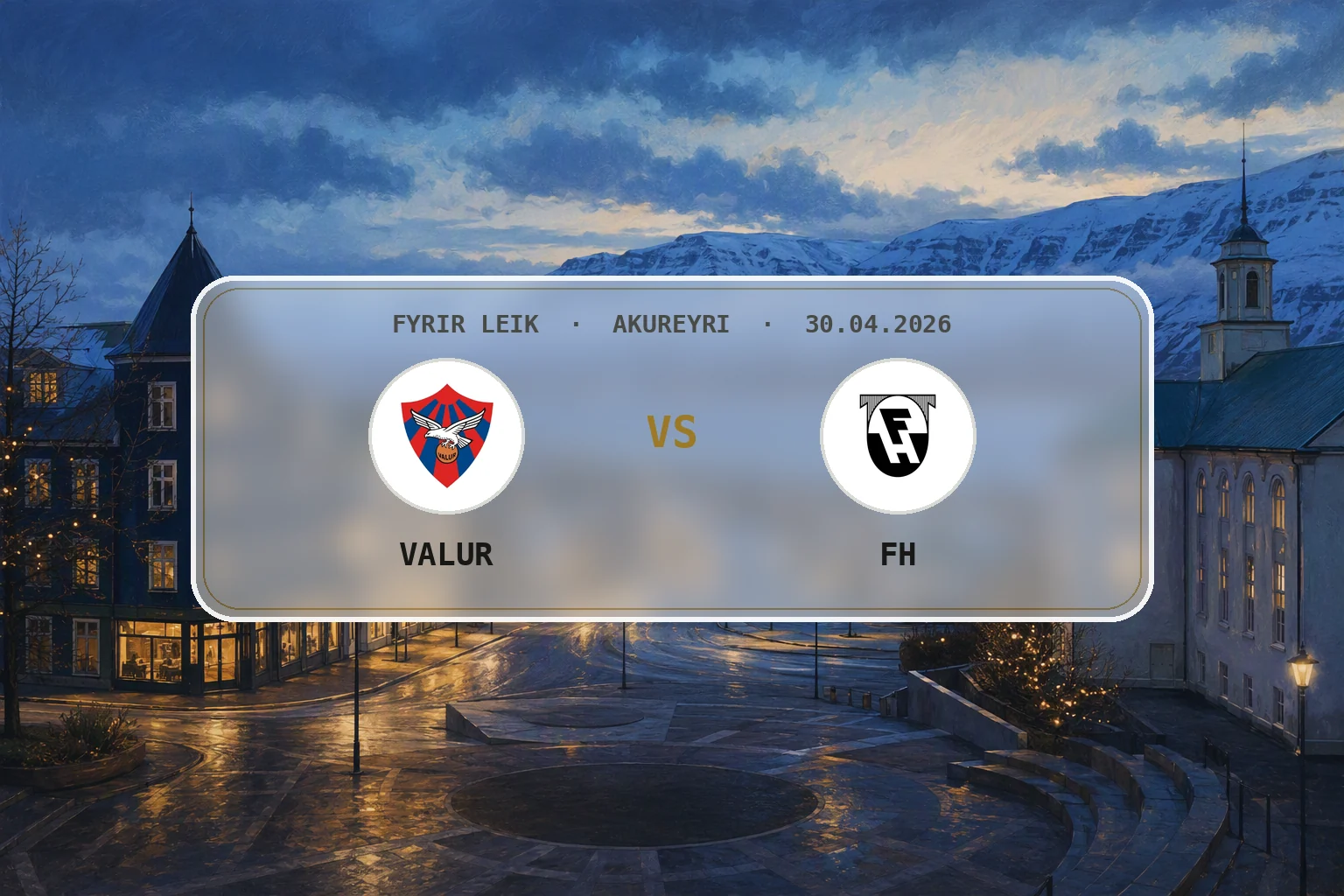 Kvöldsýn yfir Akureyri og Eyjafjörð fyrir leik FH og Vals.