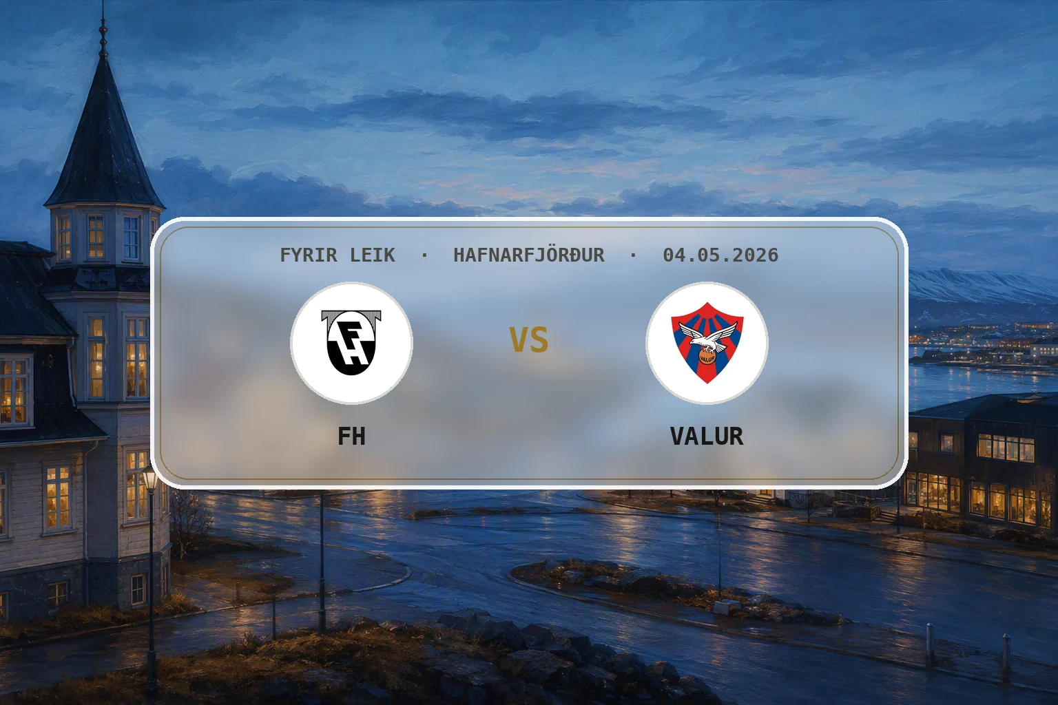 Hafnarfjörður og höfnin á kyrru vorkvöldi fyrir úrslitaleik FH og Vals.