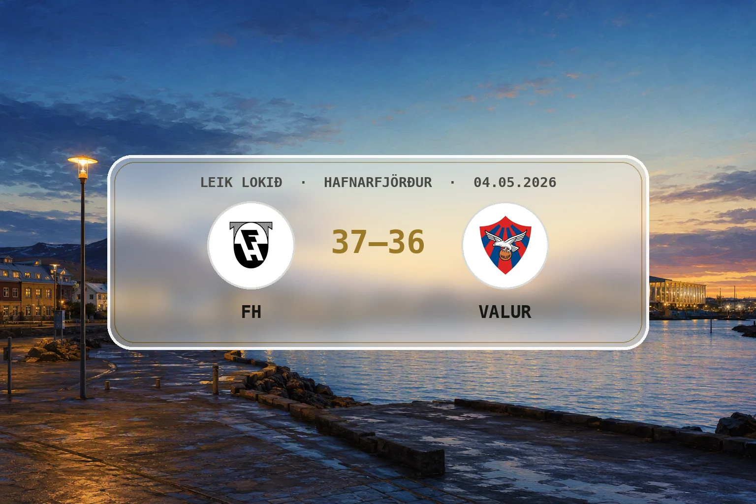 Hafnarfjörður í hlýju kvöldljósi eftir sigur FH