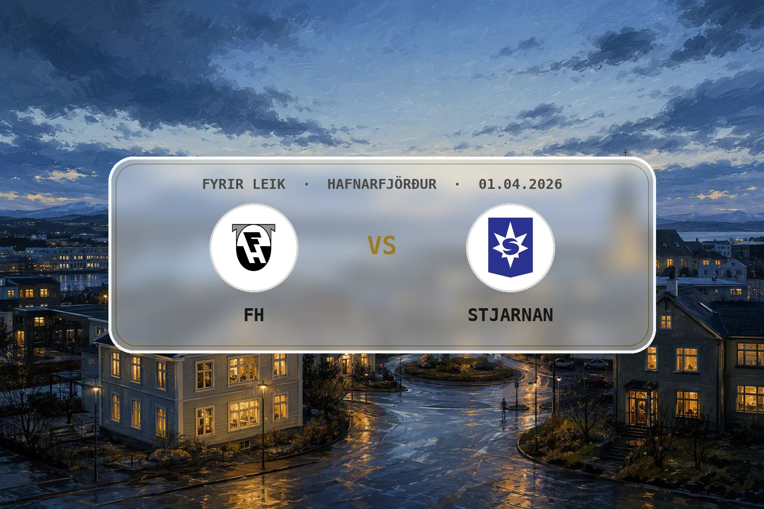 Höfnin og bæjarlandslagið í Hafnarfirði í mjúku kvöldljósi.