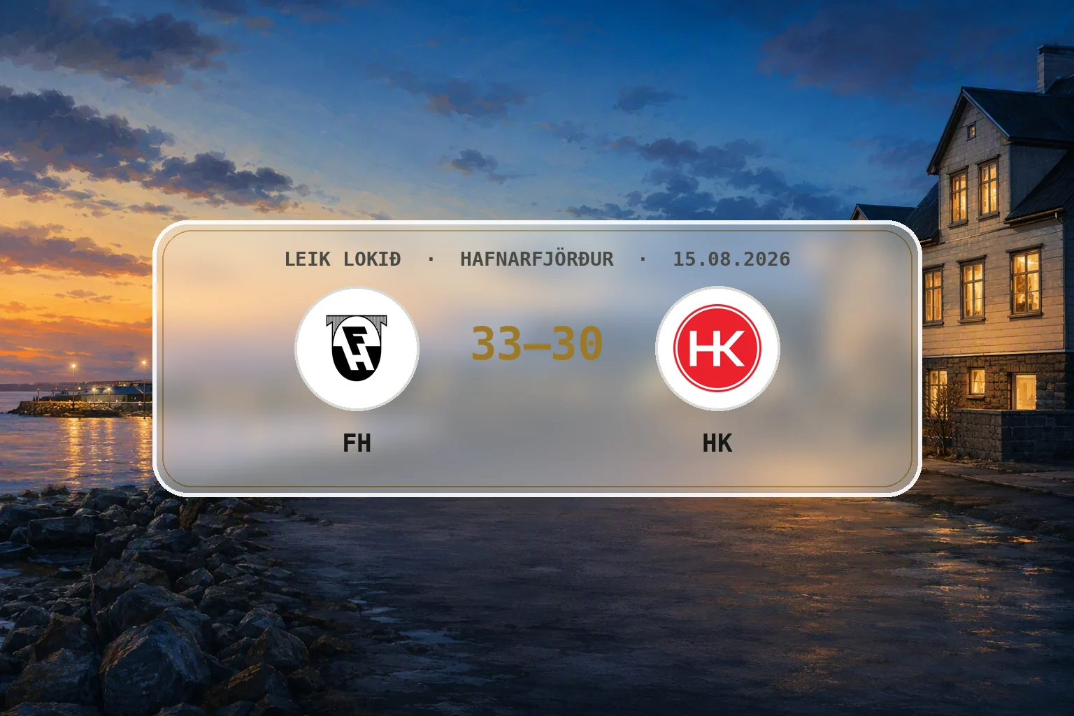 Hafnarfjörður í hlýju síðdegisljósi eftir sigur FH á HK.