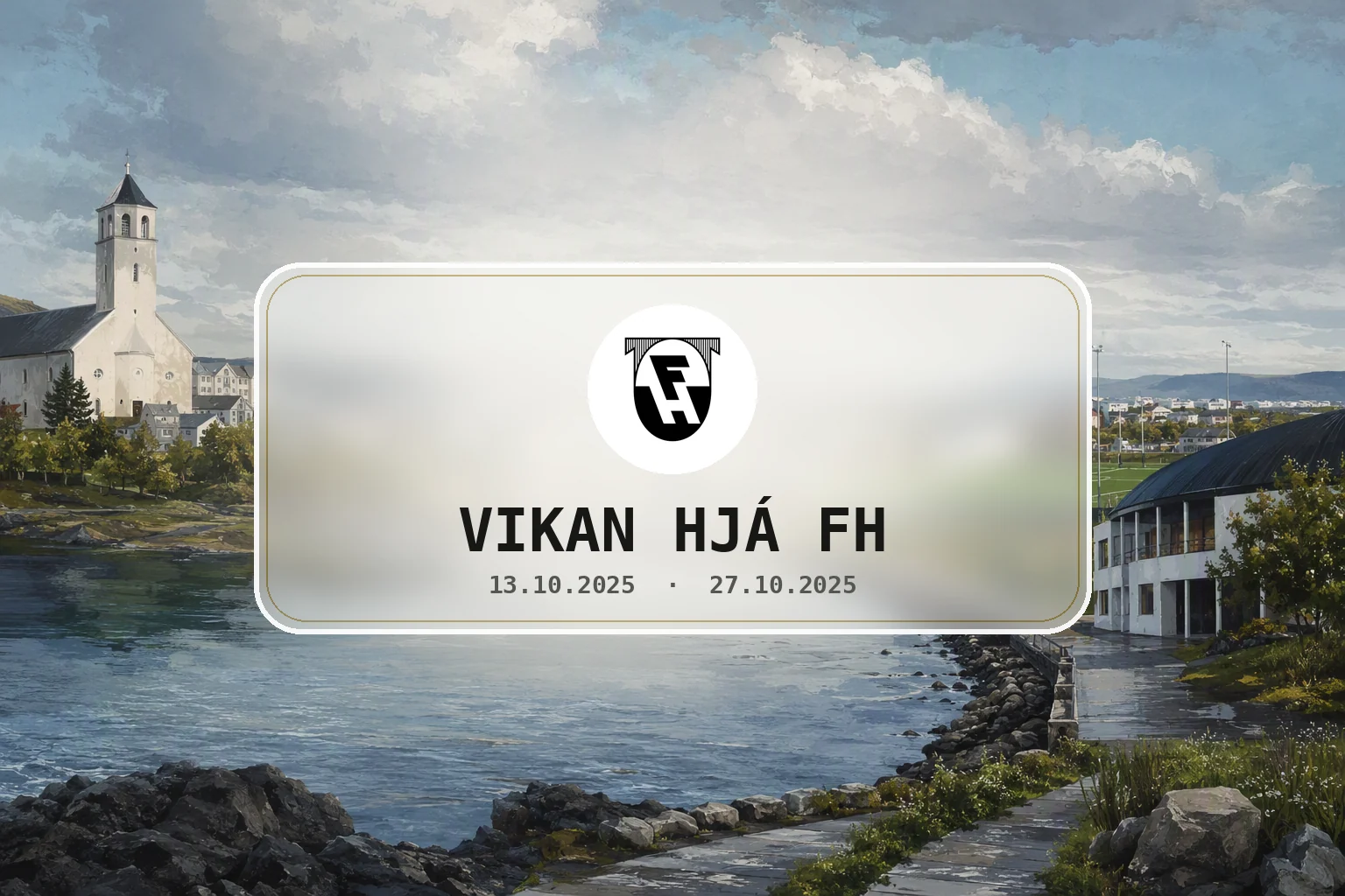 Kyrrlátt haustkvöld við íþróttasvæðið í Kaplakrika í Hafnarfirði.