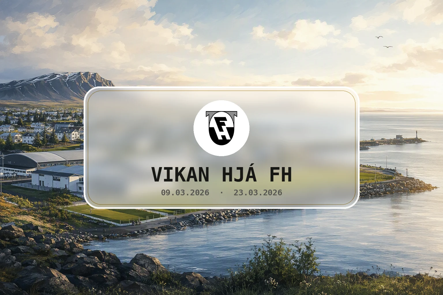 Rólegt umhverfi við Kaplakrika í Hafnarfirði í mjúku vorljósi.