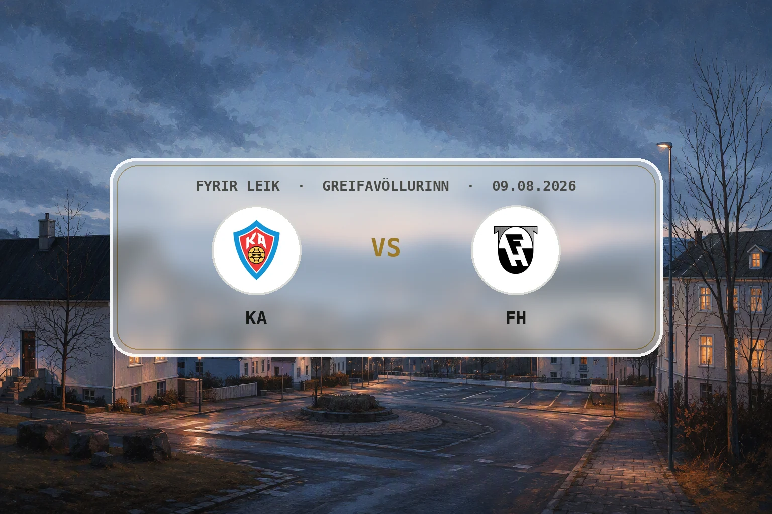 Rólegt bæjarumhverfi við Greifavöllinn á sumarkvöldi fyrir leik KA og FH.