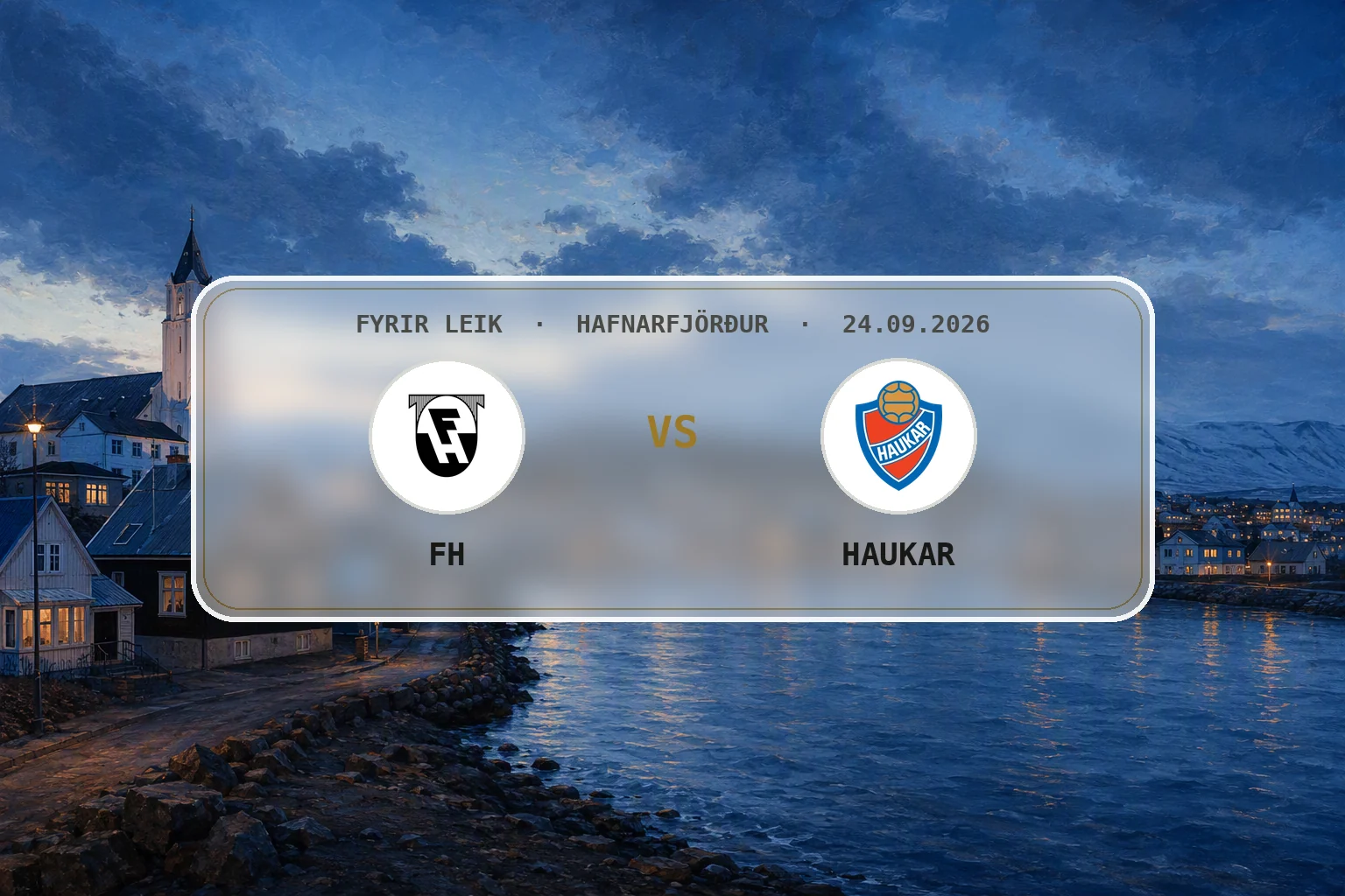 Hafnarfjörður í rólegu kvöldljósi fyrir bæjarslag FH og Hauka