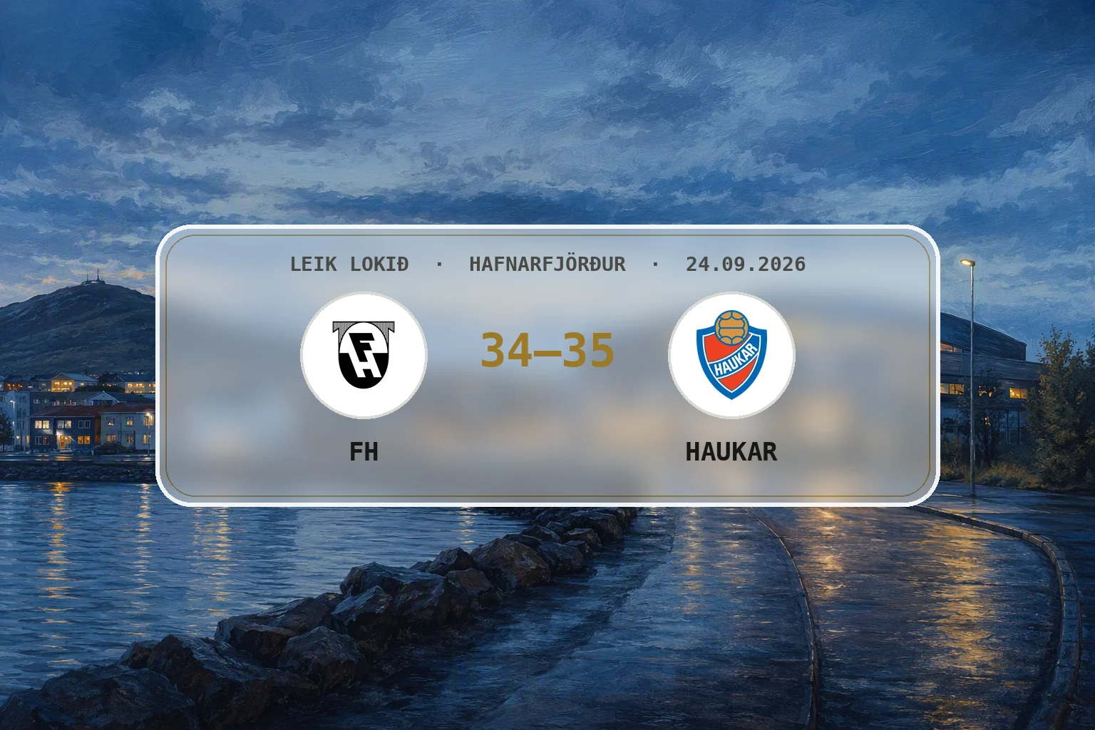 Rólegt blágrátt kvöld við Kaplakrika eftir Hafnarfjarðarslag FH og Hauka