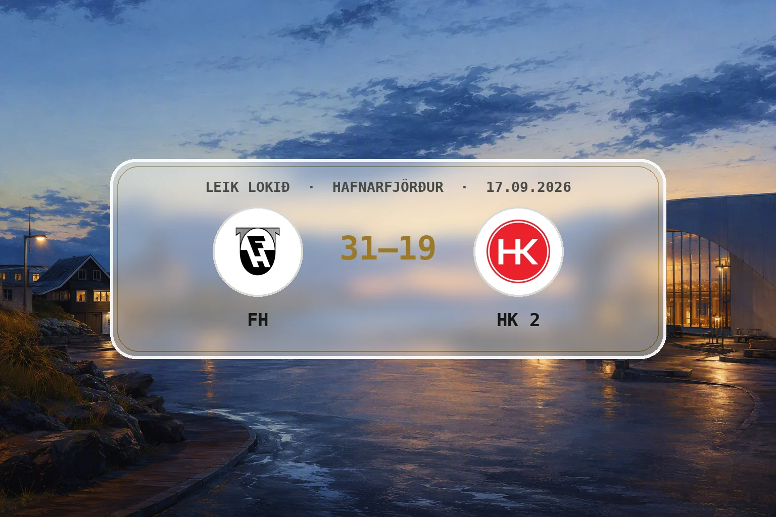 Hlý kvöldmynd úr umhverfi Kaplakrika í Hafnarfirði eftir sigur FH.