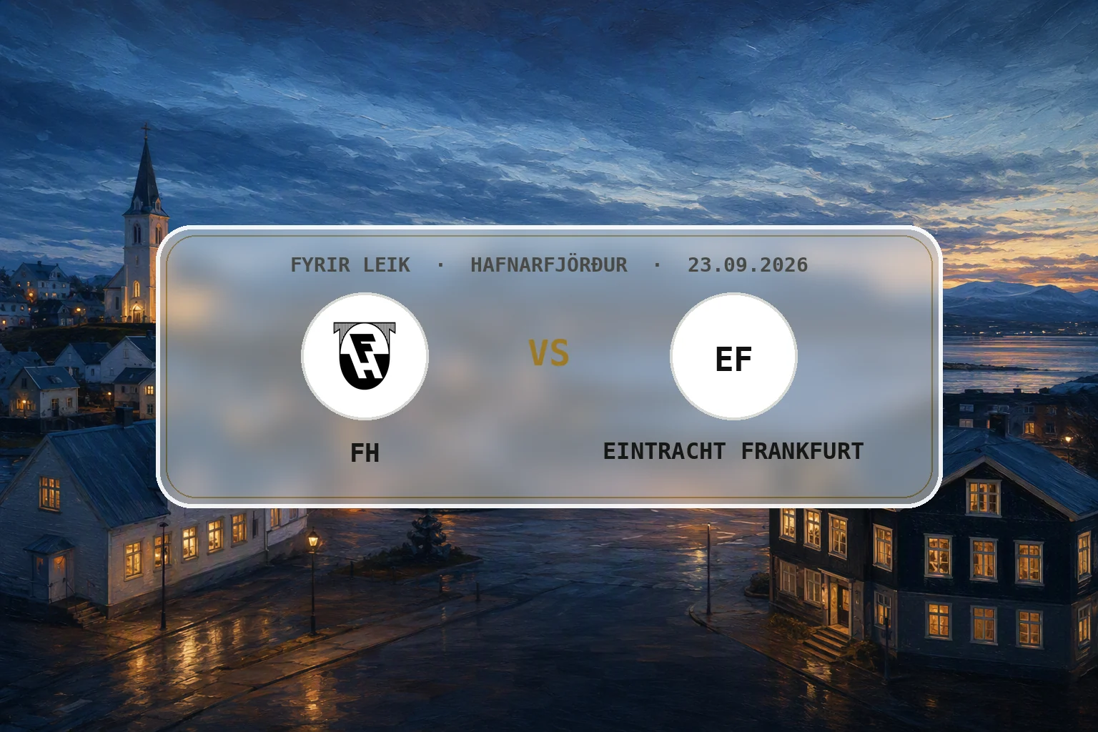 Hafnarfjörður og höfnin í mjúkri haustbirtu fyrir Evrópuleik FH.
