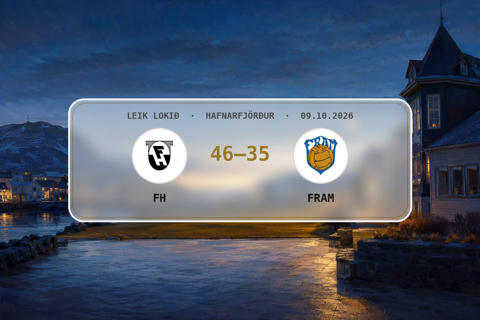 Hlý kvöldstemning við Kaplakrika í Hafnarfirði eftir sigur FH.