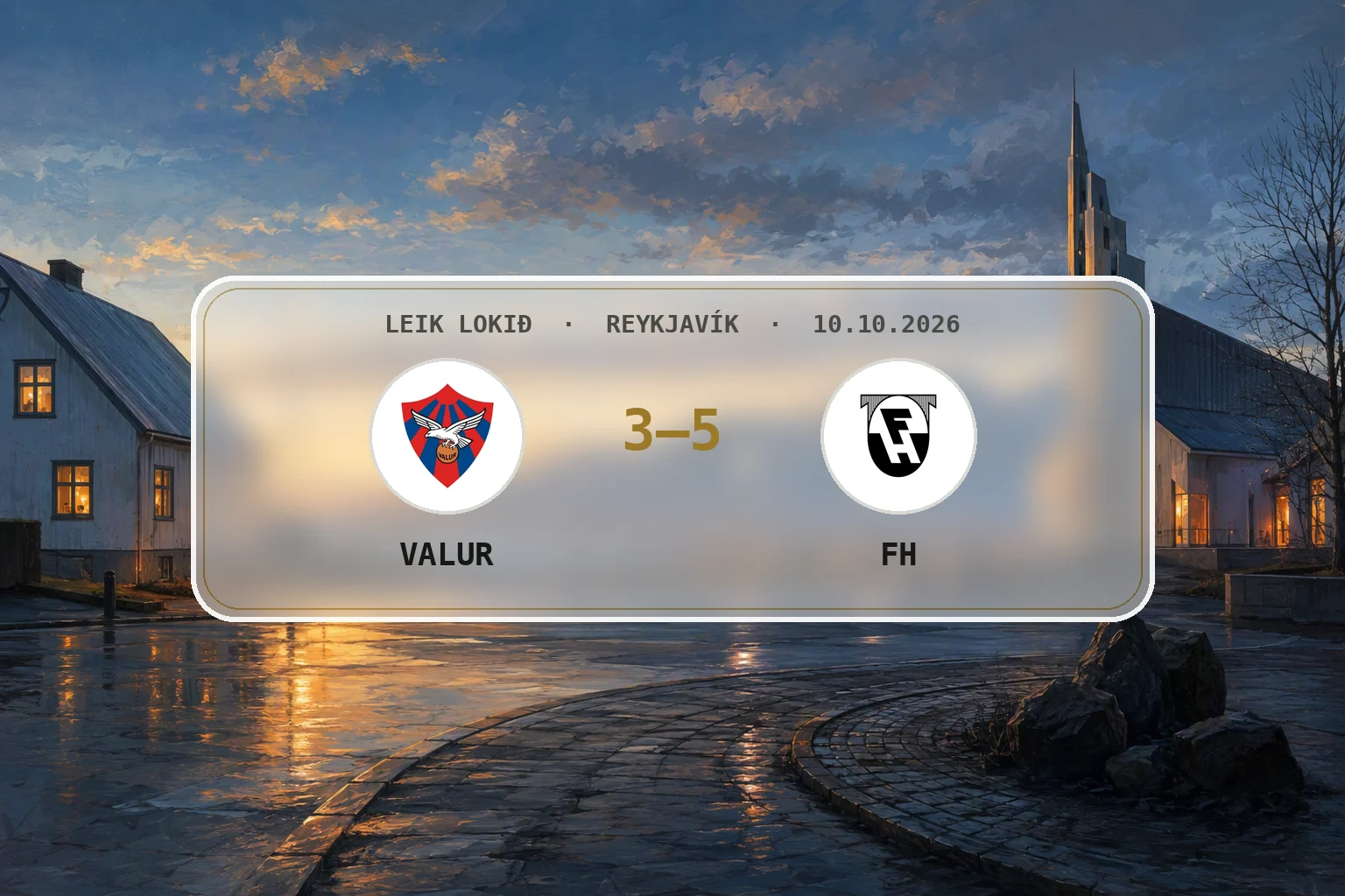 Hlý síðdegisbirta yfir umhverfi Hlíðarenda eftir sigur FH á Val.