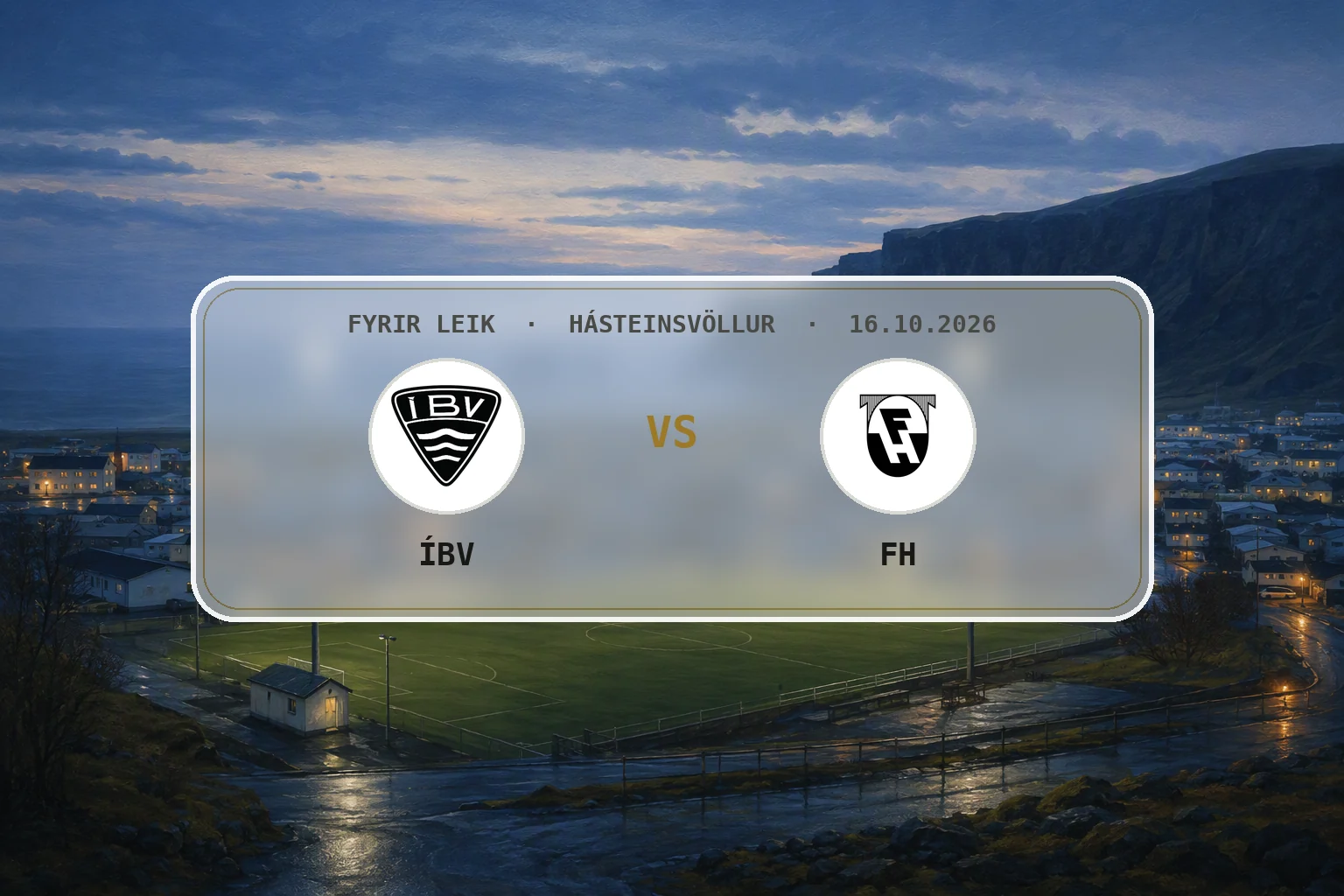 Vestmannaeyjabær, höfnin og Heimaklettur síðdegis að hausti